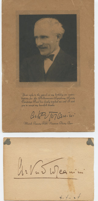 Toscanini, Arturo. (1867–1957) Autograph Signature and 1934 Photograph Card