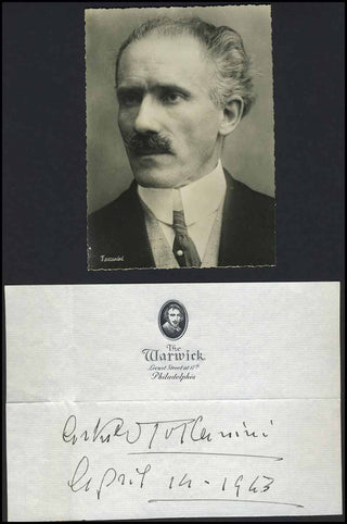 [Conductor] Toscanini, Arturo. (1867–1957) Autograph Signature and Photograph