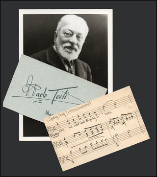 Tosti, Sir Francesco Paolo. (1846-1916) Two Autograph Musical Quotations, "My Dreams," and "Spring Song."