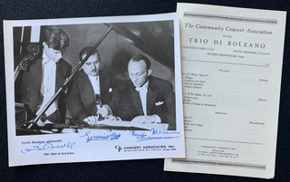 [Trio di Bolzano] Amadori, Sante. & Carpi, GIannino. & Montanari, Nunzio. (active 1948–) Signed Photograph with Program