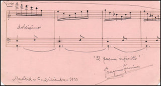 [20th Century Composer Musical Quotations]  Turina,  Joaquín. (1882 - 1949) "El poema infinito" - Autograph Musical Quotation