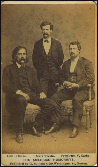 [Literature & Art] Twain, Mark. [Samuel Langhorne Clemens] (1834 - 1910) "The American Humorists" - Original CDV Photograph with Billings and Nasby