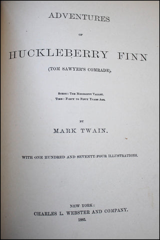 [Literature] Twain, Mark. [Samuel Langhorne Clemens] (1834 - 1910) Adventures of Huckleberry Finn (Tom Sawyer's Comrade)