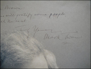 [Literature] Twain, Mark. [Samuel Langhorne Clemens] (1834 - 1910) Large Signed  Photograph with Famous Quotation