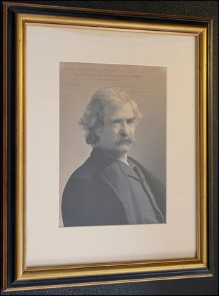 [Literature] Twain, Mark. [Samuel Langhorne Clemens] (1834 - 1910) Large Signed  Photograph with Famous Quotation