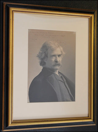 [Literature] Twain, Mark. [Samuel Langhorne Clemens] (1834 - 1910) Large Signed  Photograph with Famous Quotation