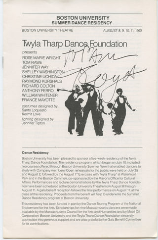 Tharp, Twyla. (b. 1941) Signed Program