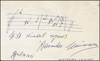 [Pianist] Uninsky, Alexander. (1910 - 1972) Autograph Musical Quotation