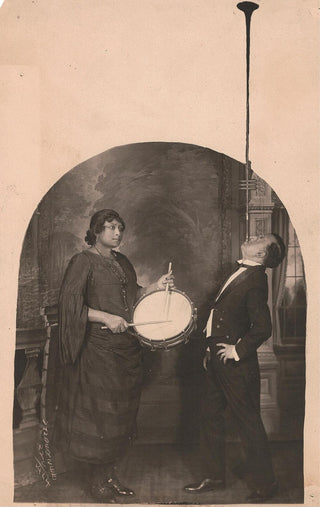 Van Der Zee, James. (1886–1983) Portrait of a Woman with a Drum and a Man Balancing a Cornet