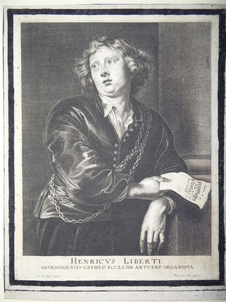 [Van Dyck, Anthony. (1599–1641)] De Jode, Pieter. (1606–1674) [Liberti, Hendrik. (1600–1699)] Original Engraving of the Organist Hendrik Liberti