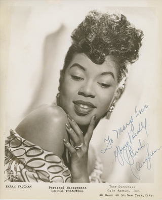 Vaughan, Sarah. (1924–1990) Early Signed Photograph