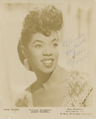 [Jazz & Song] Vaughan, Sarah. (1924–1990) Early Signed Photograph