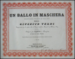 Verdi, Giuseppe. (1813-1901) Un Ballo in Maschera, Melodramma Tragico in Tre Atti [Vocal Score]