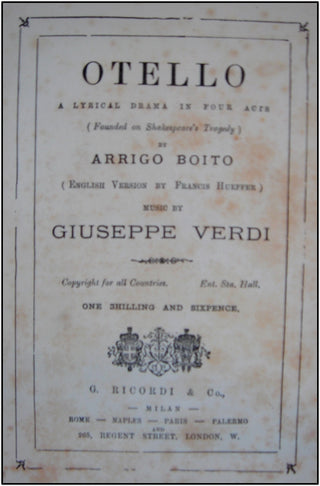 [Verdi, Giuseppe. (1813-1901)] Tamagno, Maurel, MacIntyre etc.  Royal Italian Opera , 1895 "Otello" Program/Libretto