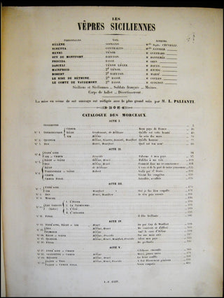 Verdi, Giuseppe. (1813-1901) Les Vêpres siciliennes, Grand Opéra en 5 actes. [Vocal Score]