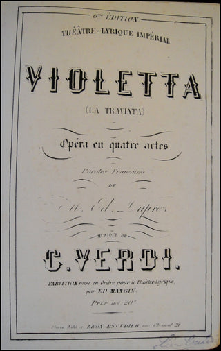 Verdi, Giuseppe. (1813-1901) [La Traviata] Violetta. Opéra en quatre actes.