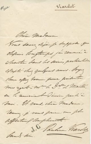 Viardot, Pauline. (1821-1910) Autograph Letter Signed