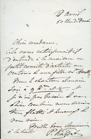 Viardot, Pauline. (1821-1910) Autograph Letter Signed