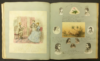 [Victorian Scrapbook] Tatham, Elizabeth. (1849-?) 1867 Commonplace Scrap Album with Drawings, Jokes, and Autographs