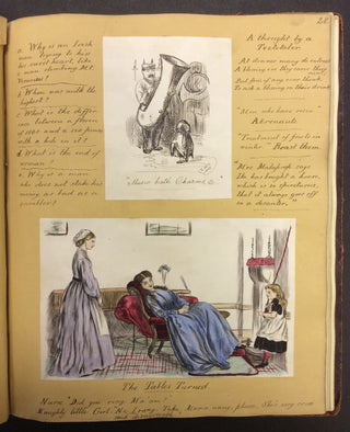 [Victorian Scrapbook] Tatham, Elizabeth. (1849-?) 1867 Commonplace Scrap Album with Drawings, Jokes, and Autographs