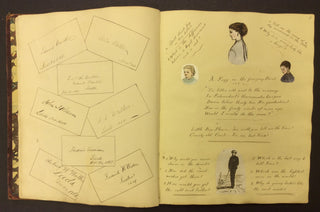 [Victorian Scrapbook] Tatham, Elizabeth. (1849-?) 1867 Commonplace Scrap Album with Drawings, Jokes, and Autographs