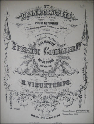 Vieuxtemps, Henri.   (1820-1881) 4me. Grand concerto... pour le violon avec accompt. d&apos;orchestre ou de piano... Op. 31.