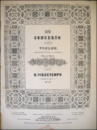 Vieuxtemps, Henri.   (1820-1881) Grand Concerto pour Violon...dédié à sa Majesté Le Roi des Belges. Op. 10.