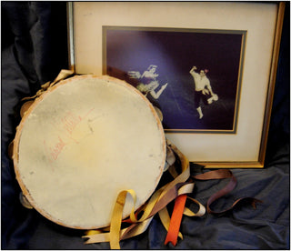 Villella, Edward.  (b. 1936) Signed Tambourine and Photograph from Balanchine's "Tarantella."