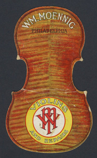 [Violin] [Moennig & Son] Vintage Die-Cut Violin Postcard