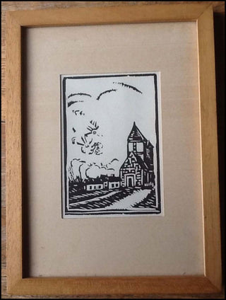 Vlaminck, Maurice de. (1876 - 1958) "Vieux Eglise"  - Original Woodcut inscribed to Louis Thomas