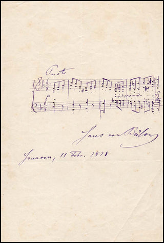 Bulow, Hans Von. (1830-1894) Autograph Musical Quotation