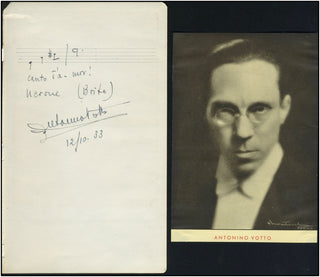 Votto, Antonino. (1896-1985) Autograph Musical Quotation from Boito&apos;s "Nerone."