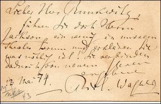 Wagner, Richard. (1813–1883) Autograph Signed Note on his Visiting Card