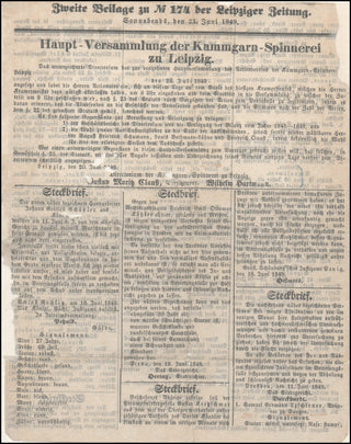 [Wagner, Richard. (1813–1883)] 1849 "May Uprising" Arrest Warrant