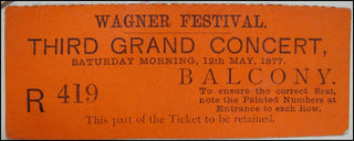 Wagner, Richard. (1813–1883)  Original 1877 London "Wagner Festival" Program