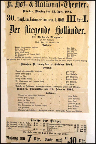 Wagner, Richard. (1813–1883) Der Fliegende Holländer. Romantische Oper in 3 Aufzügen.  Vollständiger Clavierauszug. [Mary Burrell's extra-illustrated Copy with Original Early Performance Programs and Clippings]