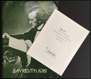 [Holiday] [Wagner, Richard (1813–1883)] Davis, Colin. (1927–2013) Christmas Card and 1981 Bayreuth Program inscribed to Colin Davis from Wolfgang Wagner