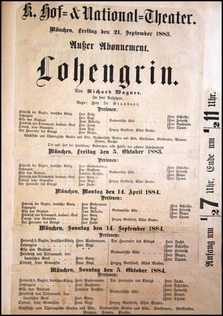 Wagner, Richard. (1813–1883) Lohengrin: romantische Oper in drei Akten von Richard Wagner; vollständiger Klavierauszug von Theodor Uhlig. [SIGNED BY JOHANNA JACHMANN-WAGNER and with Original Early Performance Programs and Clippings]