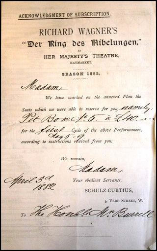 Wagner, Richard. (1813–1883) Der Ring des Nibelungen - Mary Burrell's extra-illustrated Copies with Original Early Performance Programs and Clippings