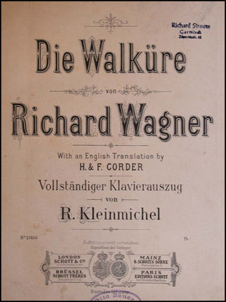 Wagner, Richard. (1813–1883) [Strauss, Richard. (1864–1949)] Die Walküre - RICHARD STRAUSS'S COPY