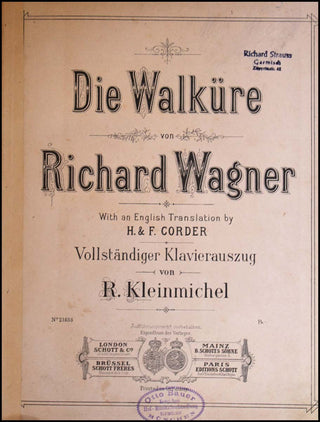 Wagner, Richard. (1813–1883) [Strauss, Richard. (1864–1949)] Die Walküre - RICHARD STRAUSS'S COPY