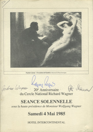 Wagner, Wolfgang. (1919–2010) & Wagner, Gudrun. (1944–2007) & Maurer, Otti. (1919–2010) Signed Program