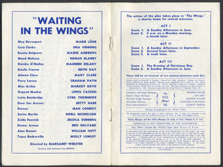 Casson, Lewis. (1875-1969) & Thorndike, Sybil. (1882-1976) & Boyd, Mary. (1883-1970) & Dunning, Jessica. (1915-1990) & Blaney, Norah. (1893-1983) & Venning, Una. (1892-1985) & Nicholson, Nora. (1892-1973) [Coward, Noël. (1899-1973)] "Waiting in the Wings"