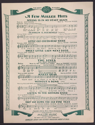 Waller, Thomas "Fats." (1904–1943) & Razaf, Andy. (1895–1973) "Tall Timber" - Original Sheet Music