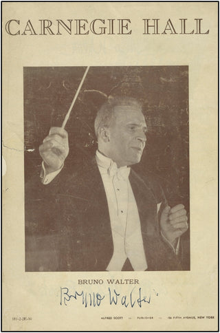 Walter, Bruno. (1876–1962) Signed Carnegie Hall Program Photograph