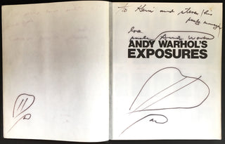 Warhol, Andy. (1928–1987) "Andy Warhol's Exposures" - Signed THREE times by "Pushy Andy Warhol" with Two Heart Drawings