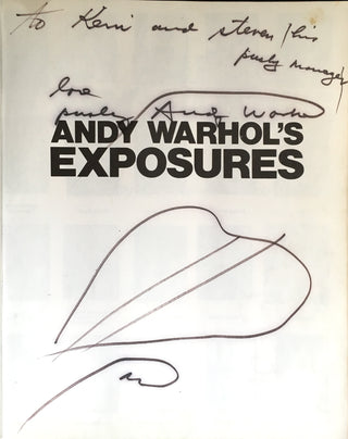 Warhol, Andy. (1928–1987) "Andy Warhol's Exposures" - Signed THREE times by "Pushy Andy Warhol" with Two Heart Drawings