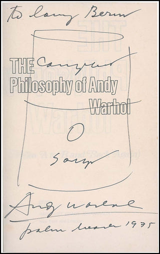 [Visual Arts] Warhol, Andy. (1928–1987) Signed Soup Can Drawing in "The Philosophy of Andy Warhol"