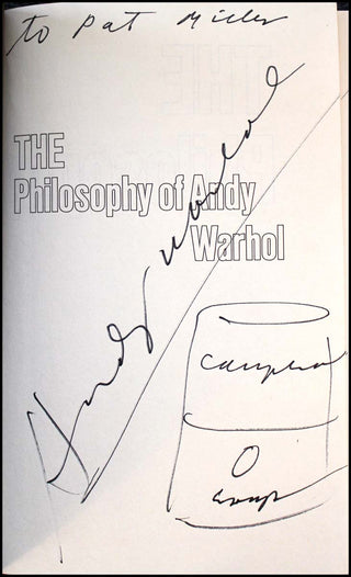 [Visual Arts] Warhol, Andy. (1928–1987) Signed Soup Can Drawing in "The Philosophy of Andy Warhol"