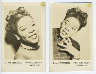 Washington, Dinah. (1924–1963) Two Postcard Photographs